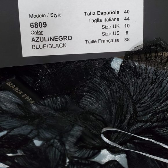 NEW Dress Maria Coca Blue and Black Size 8 Silk - Picture 3 of 7